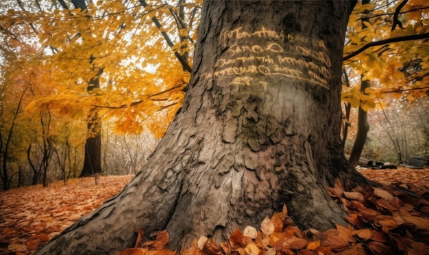 A tree with the word love written on it