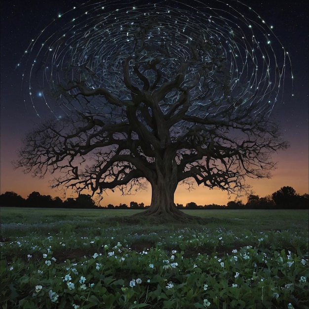 a tree with the words star trails on it