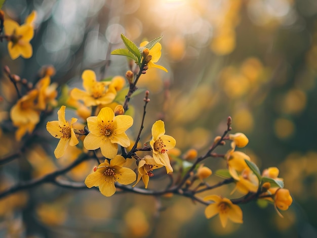 a tree with yellow flowers that say  spring