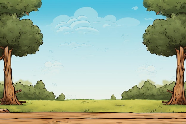 Photo tree wood cartoon images background and copy space