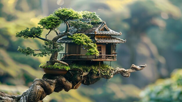 a treehouse with a tree on the top of it