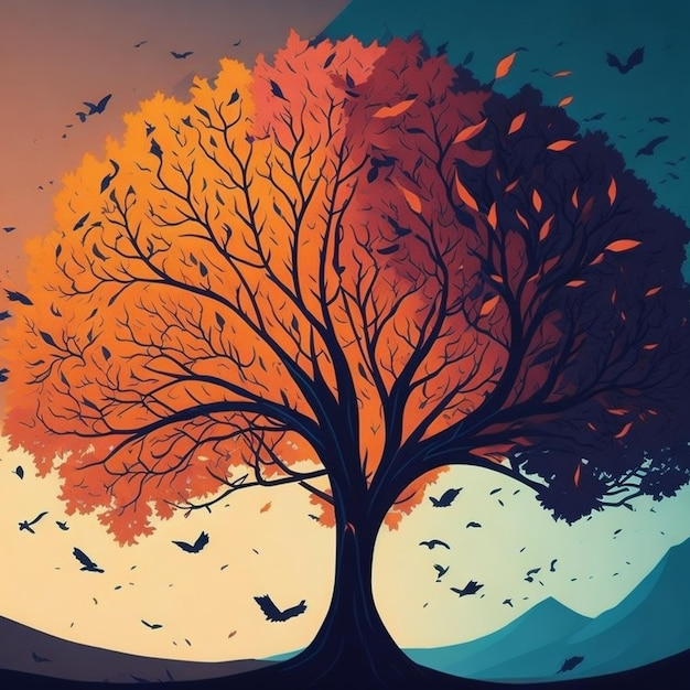 a trees in abstract background