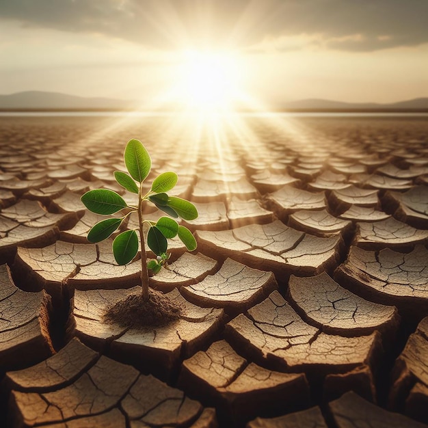 Trees grown in cracked dry soil