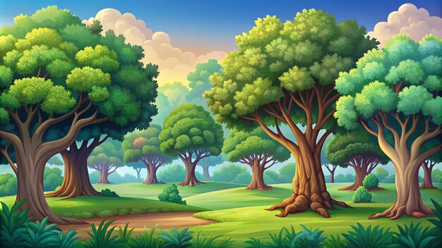 Photo trees and others cartoon background