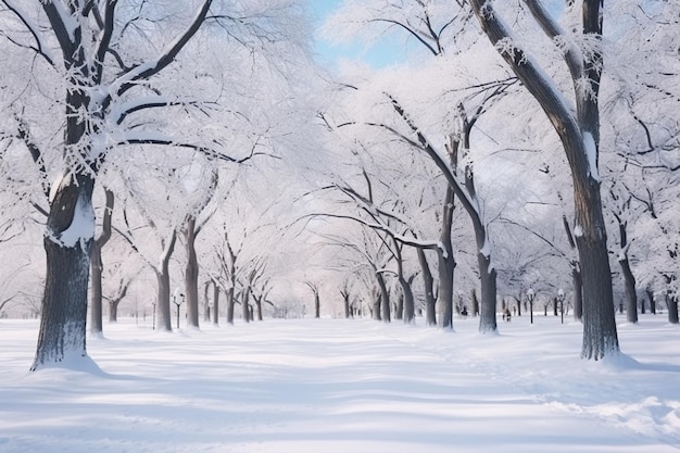 Trees in winter city park aesthetic look