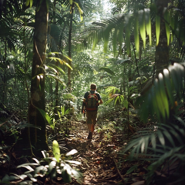 Trekking through the Amazon rainforest