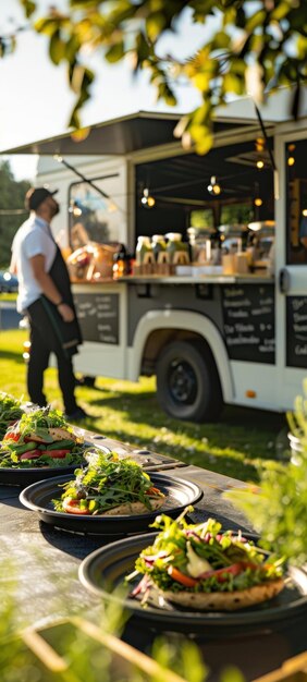 Photo trendsetting food truck leading the way in sustainable food packaging