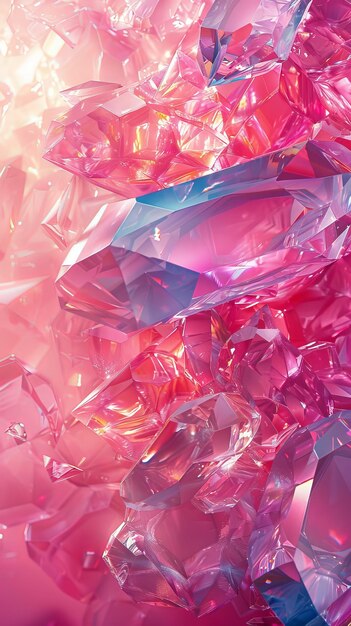 Trendy Abstract Banner with Slick Crystal Pieces Colorful Pink