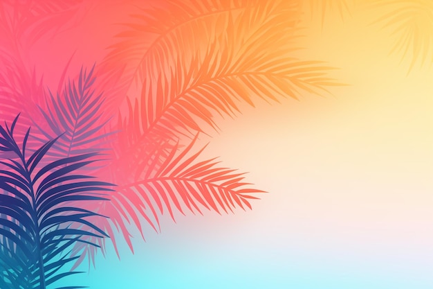 Photo trendy color tropical palm tree summer gradient background