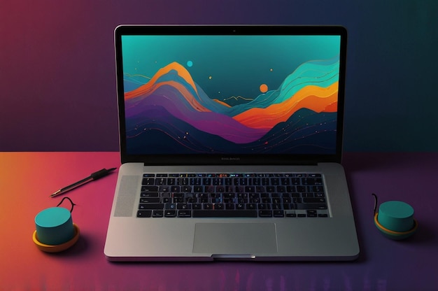 Trendy Computer Wallpaper with Bold Colors and Dynamic Graphics