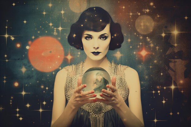 Trendy contemporary fortune teller collage background