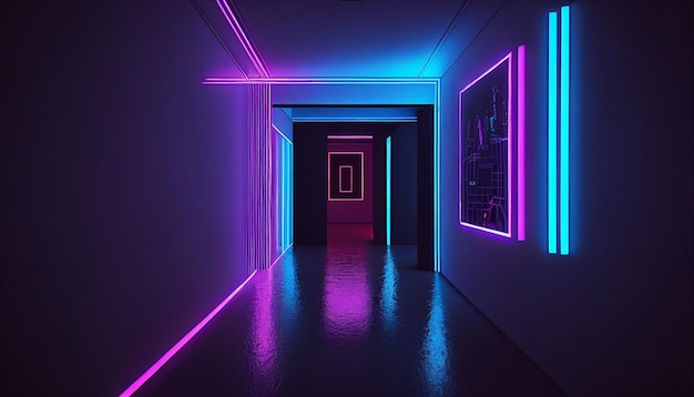 Trendy dark wallpaper background with neon lights