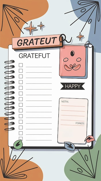 Trendy editable check list gratefut list and place for happy note