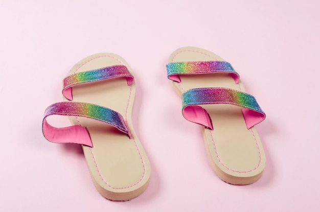 Trendy flip flops for girls in rainbow colors