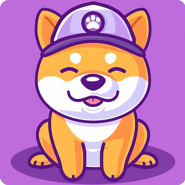 Trendy illustration featuring a dog wearing a cap