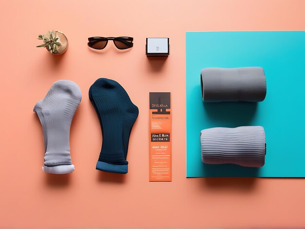 Photo trendy minimalist flat lay featuring socks