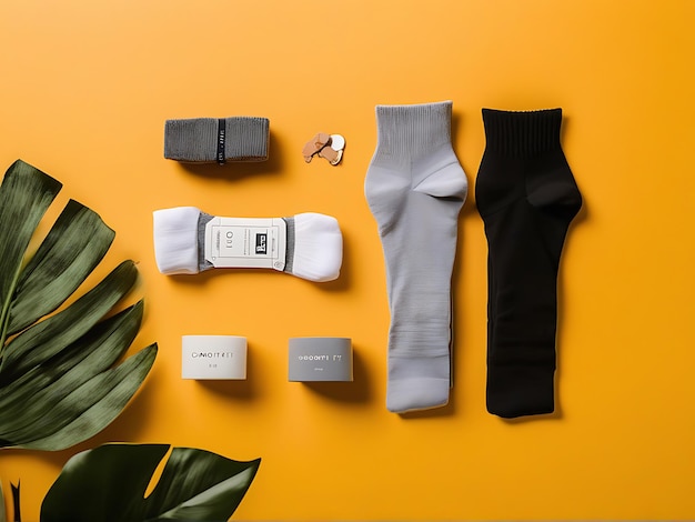 Photo trendy minimalist flat lay featuring socks