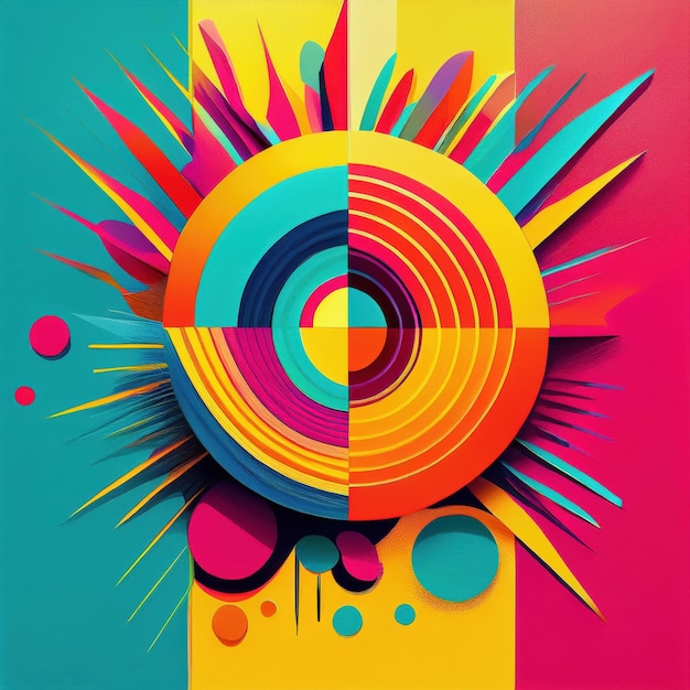 Photo trendy minimalist pop art illustration in bright colors