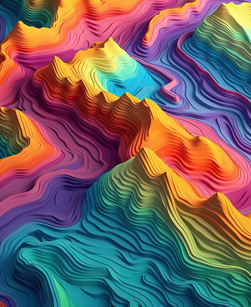 Trendy modern background and texture Topographic multicolored linear background