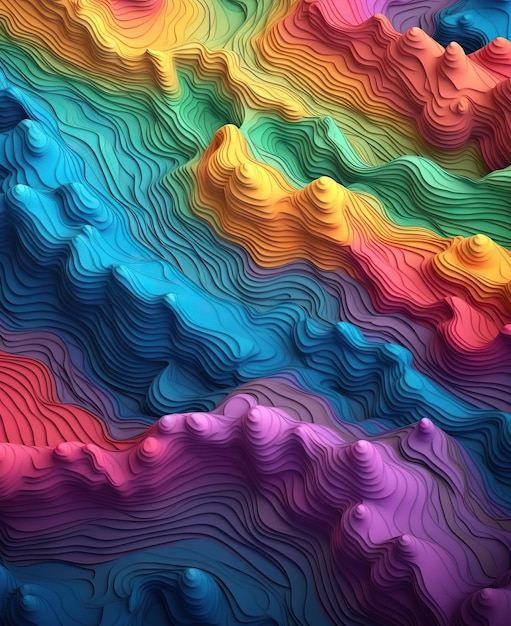 Trendy modern background and texture Topographic multicolored linear background