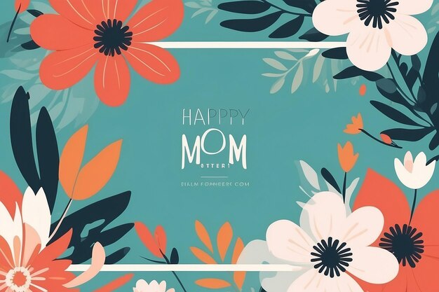 Photo trendy mothers day card banner poster flyer label or cover with flowers frame abstract floral