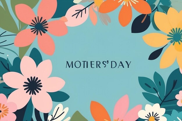 Photo trendy mothers day card banner poster flyer label or cover with flowers frame abstract floral