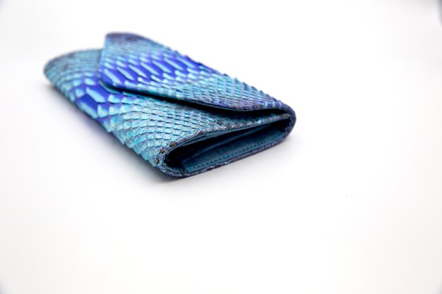 Trendy natural classic blue snake python skin woman wallet