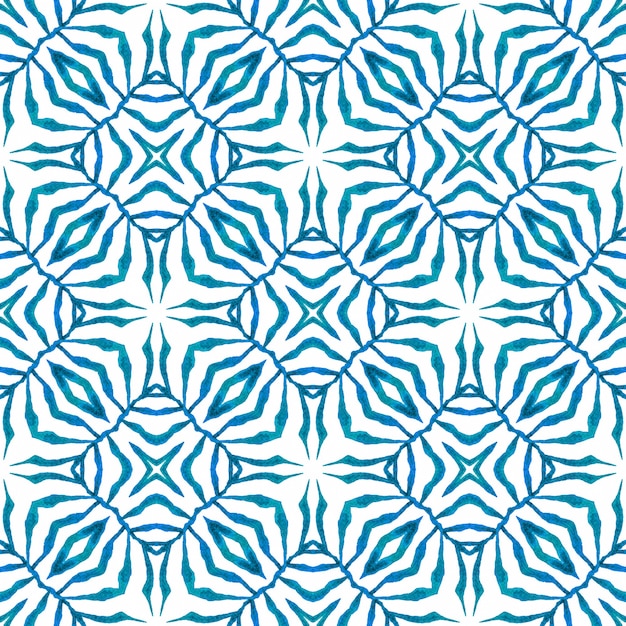 Trendy organic green border. Blue vibrant boho chic summer design. Organic tile. Textile ready ecstatic print, swimwear fabric, wallpaper, wrapping.