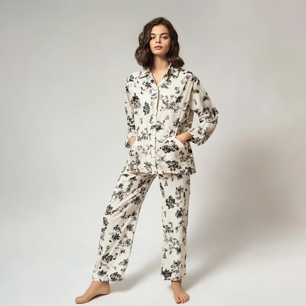 Photo trendy oversized lounge shirt with matching sleep pants