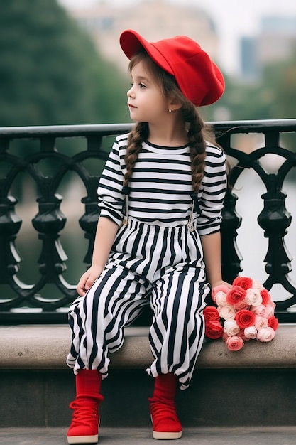 Trendy Parisian Chic Little Girl's French Couture Ensemble