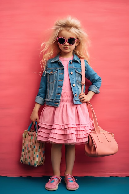 Trendy Parisian Chic Little Girl's French Couture Ensemble