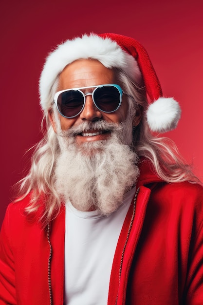 Trendy Santa Claus with glasses and copyspace