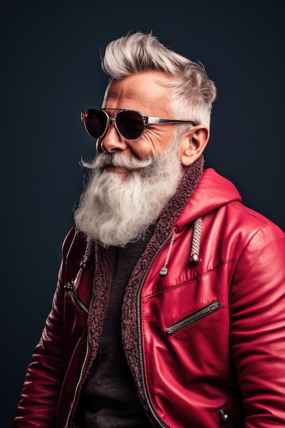 Trendy Santa Claus with glasses and copyspace