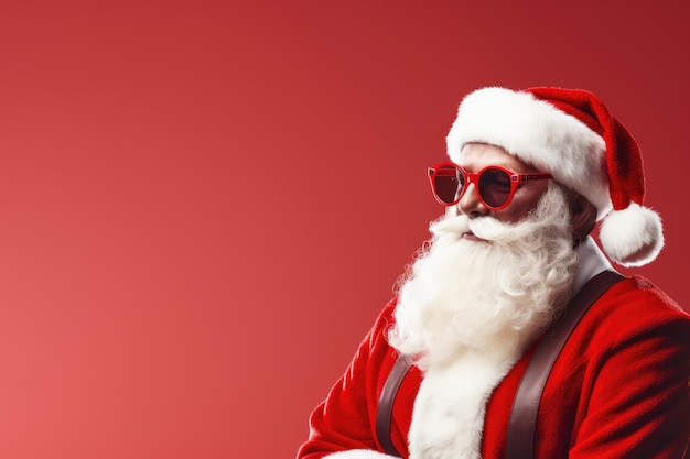 Trendy Santa Claus with glasses and copyspace