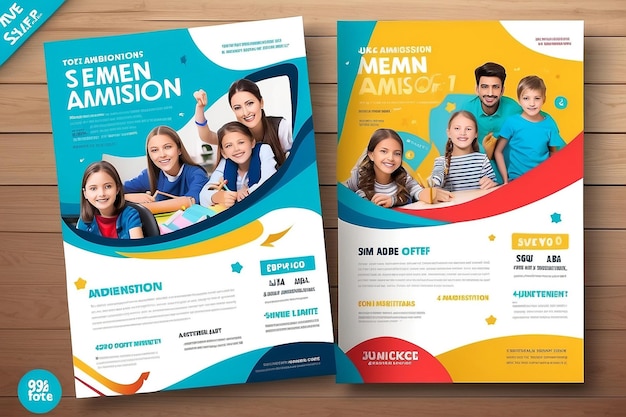 Trendy School Flyer Template Design and Kids Admission Leaflet Vector File A4