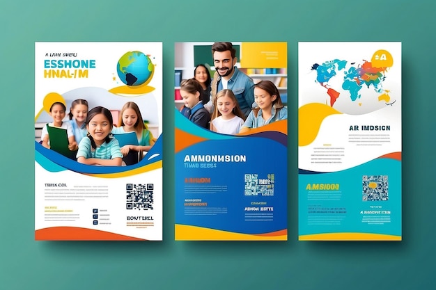 Trendy School Flyer Template Design and Kids Admission Leaflet Vector File A4