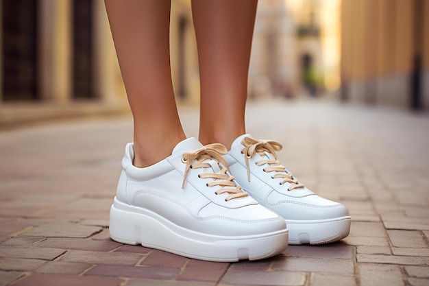 Trendy Stylish white sneakers Generate Ai