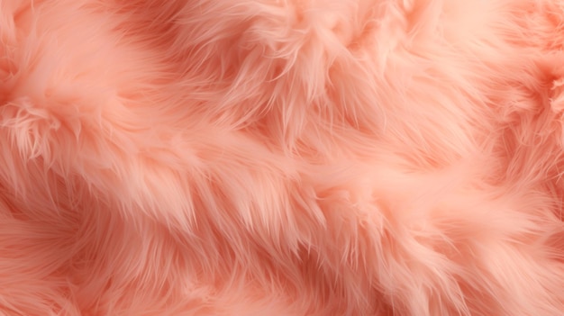 Trendy vibrant Peach soft fur texture Fashionable color Dyed animal fur Concept is Softness Comfort and Luxury Can be used as Background Fashion Textile Interior Design