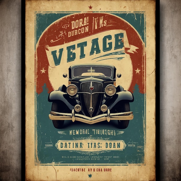 Photo trendy vintage poster template for modern retro looks