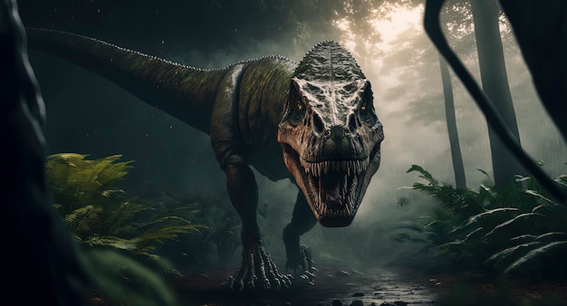 TRex in the jungle Angry Dinosaur Generative AI