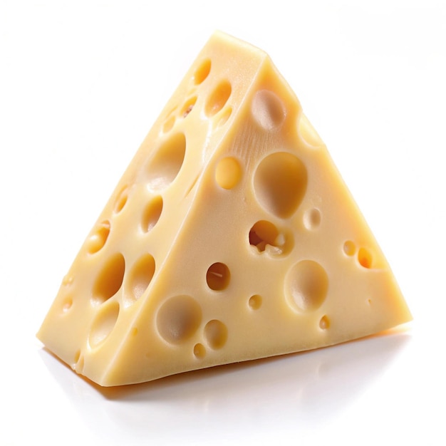 a triangle of cheese that has holes in it