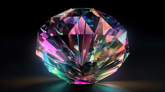 Triangle gem with triangle background 3d rendering Generative Ai