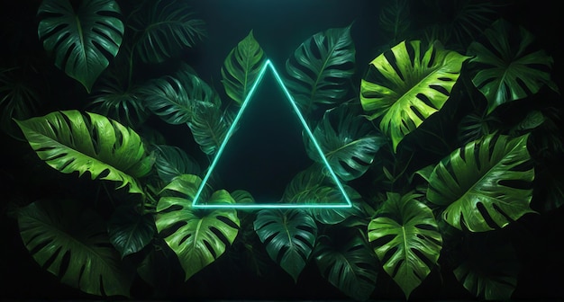 a triangle with green leaves and a triangle on the top