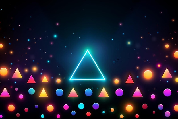 Triangles and circles abstract neon lights background