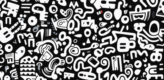 tribal african soulful seamless black and white simple vectors pattern