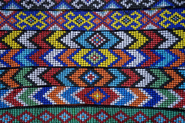 Tribal colorful beads bracelets for sale for tourists at the street market in Kota Kinabalu