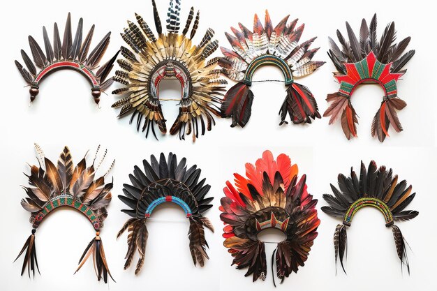 Photo tribal headdresses isolated on white background