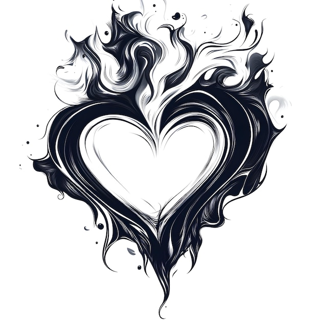 Tribal heart with black smoke on white background Vector illustration