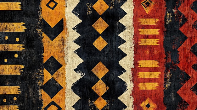 Photo tribal pattern with earthy tones and bold lines inspired by african textiles