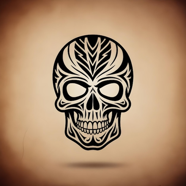 Tribal Skull Logo Representing Strength and Tradition